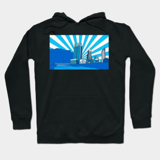 Blue Perth Skyline Pop Art Style Hoodie